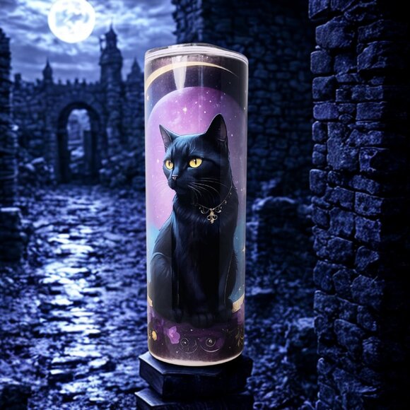 Mystical Black Cat 20 oz Tumbler | Scott Heil of the Crowing Hen of Clayton - Picture 1 of 6
